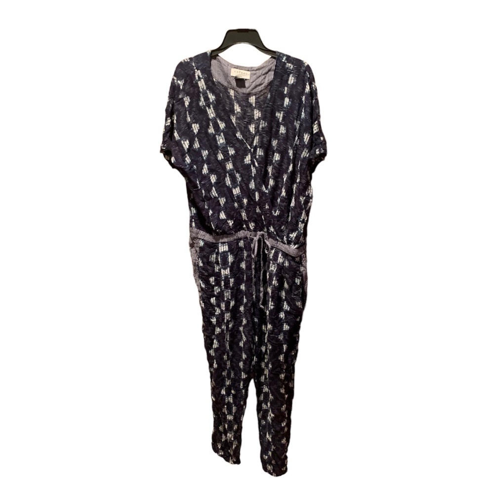 Velvet by Graham & Spencer Blue and White Relaxed Jumpsuit